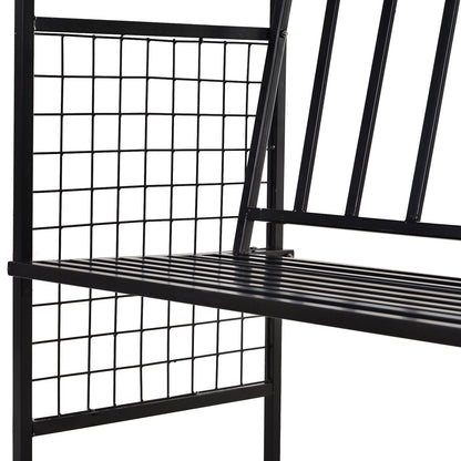 Arch with Bench Seat Bench Arch Trellis Climbing Aid Garden Metal Black 154 x 60 x 205 cm