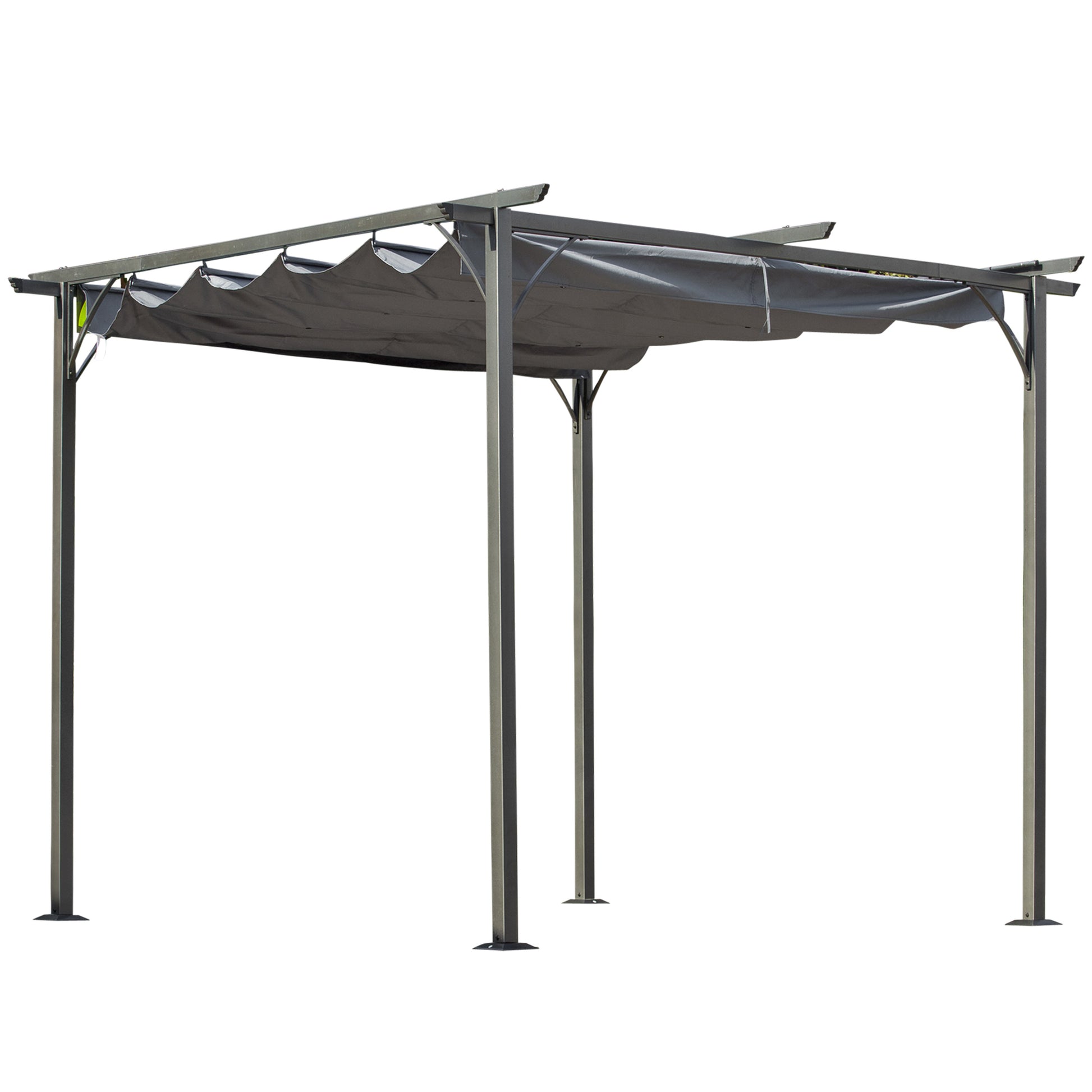 Pergola Waterproof Gazebo 3 x 3 m Patio Canopy with Sliding Roof, UV Protection for Garden Metal Black+Grey