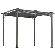Pergola Waterproof Gazebo 3 x 3 m Patio Canopy with Sliding Roof, UV Protection for Garden Metal Black+Grey