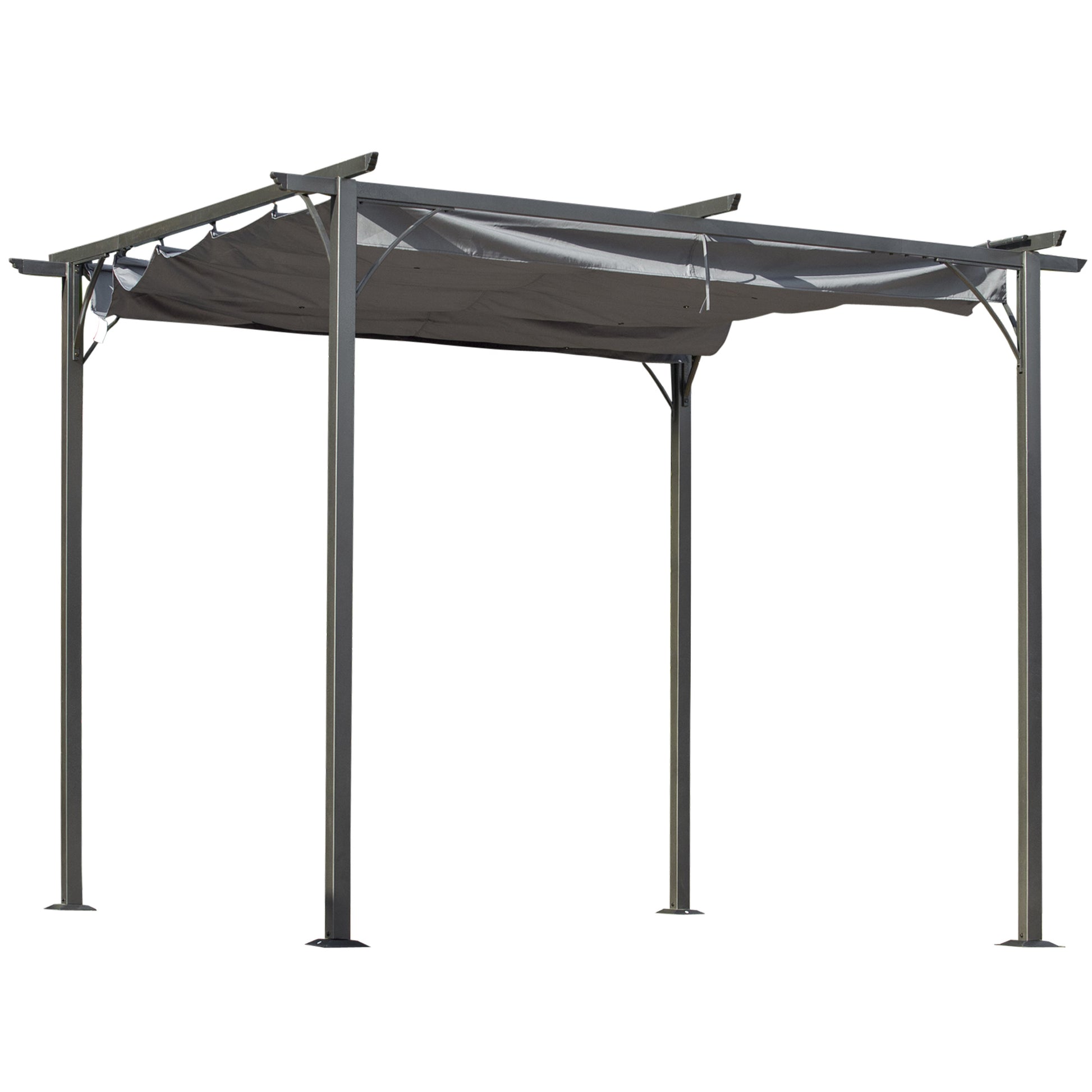 Pergola Waterproof Gazebo 3 x 3 m Patio Canopy with Sliding Roof, UV Protection for Garden Metal Black+Grey