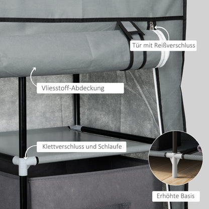 Fabric Wardrobe with Drawers, Clothes Rail, and Zipper, Fabric Wardrobe Foldable Wardrobe for Bedroom, Dressing Room, 102 x 42.5 x 162.5 cm, Dark Gray