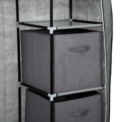 Fabric Wardrobe with Drawers, Clothes Rail, and Zipper, Fabric Wardrobe Foldable Wardrobe for Bedroom, Dressing Room, 102 x 42.5 x 162.5 cm, Dark Gray