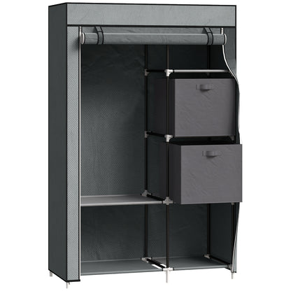 Fabric Wardrobe with Drawers, Clothes Rail, and Zipper, Fabric Wardrobe Foldable Wardrobe for Bedroom, Dressing Room, 102 x 42.5 x 162.5 cm, Dark Gray