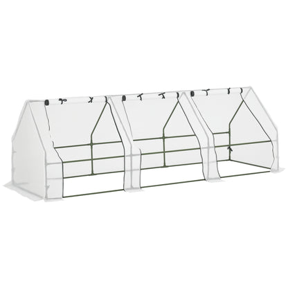 Outdoor Garden Greenhouse 106.3x35.4x35.4 inches Shed Type with 3 Windows Steel Frame Terrace Greenhouse for Plant Cultivation Flowers Tomatoes White