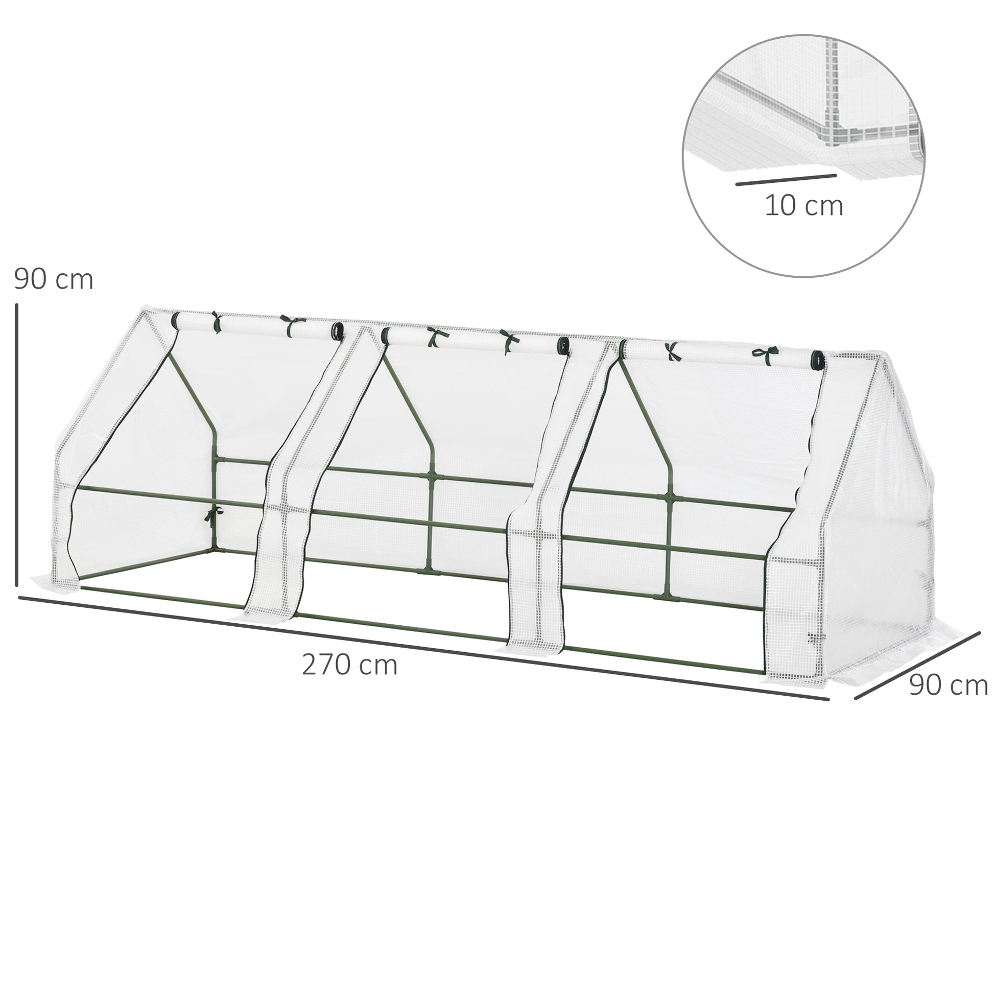 Outdoor Garden Greenhouse 106.3x35.4x35.4 inches Shed Type with 3 Windows Steel Frame Terrace Greenhouse for Plant Cultivation Flowers Tomatoes White