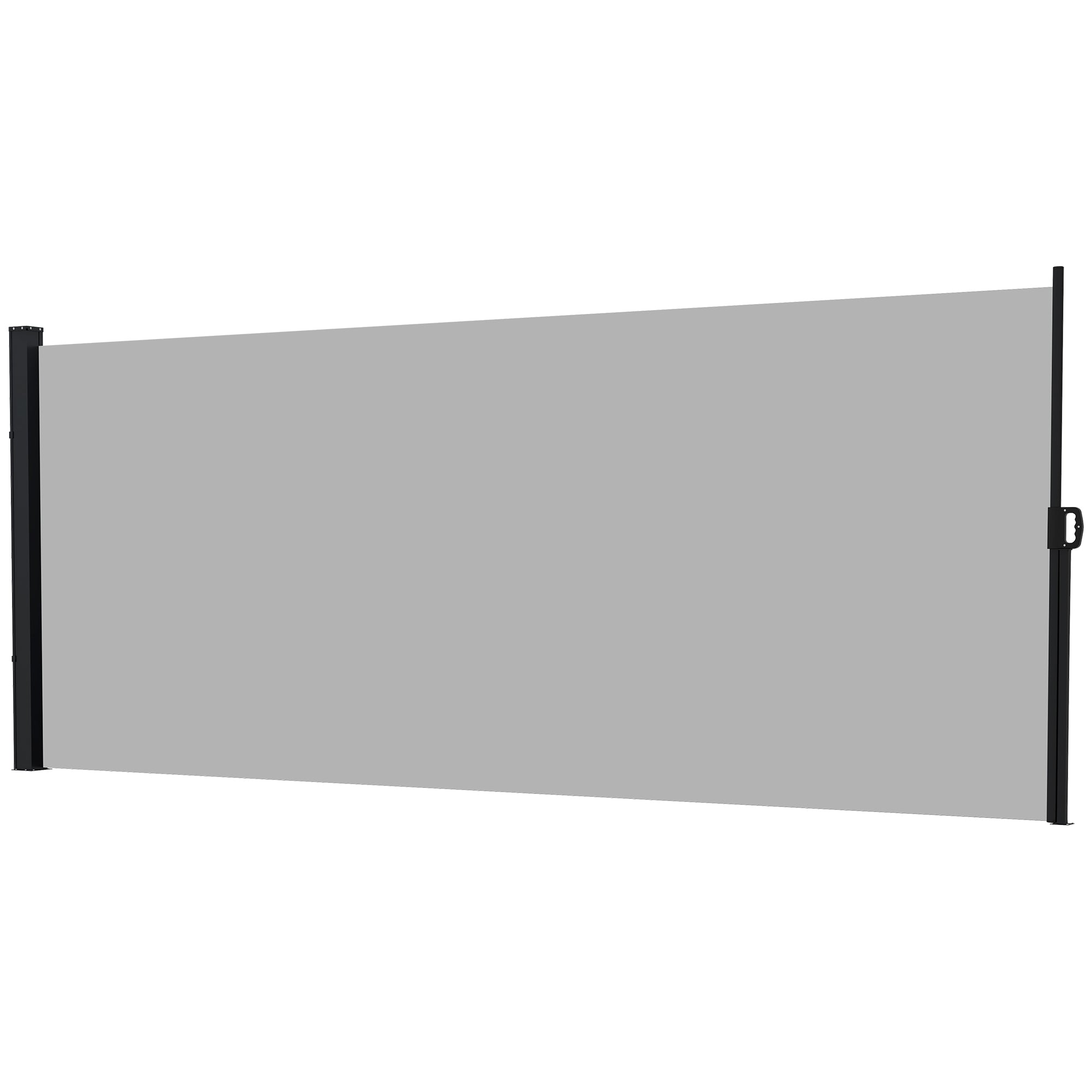 Retractable Garden Side Awning Wind Breaker Screen 4x1.8m Aluminum Polyester Anti-UV High Density 180gsm Light Grey