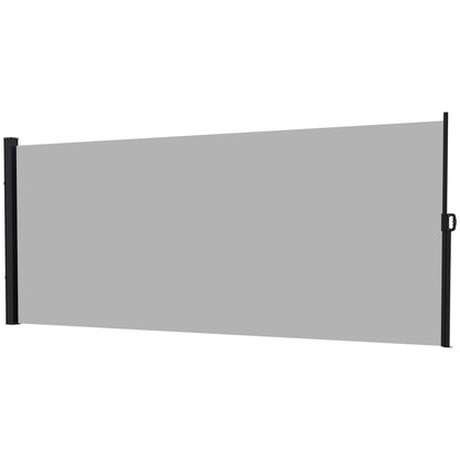 Retractable Garden Side Awning Wind Breaker Screen 4x1.8m Aluminum Polyester Anti-UV High Density 180gsm Light Grey