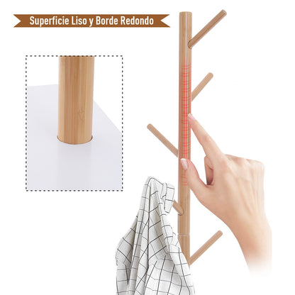 Coat Rack Stand with Shoe Hanging Tree Modern 6 Hooks for Hanging Clothes Bag Bench with Storage Hallway Entry Bamboo and MDF 40x30x180cm