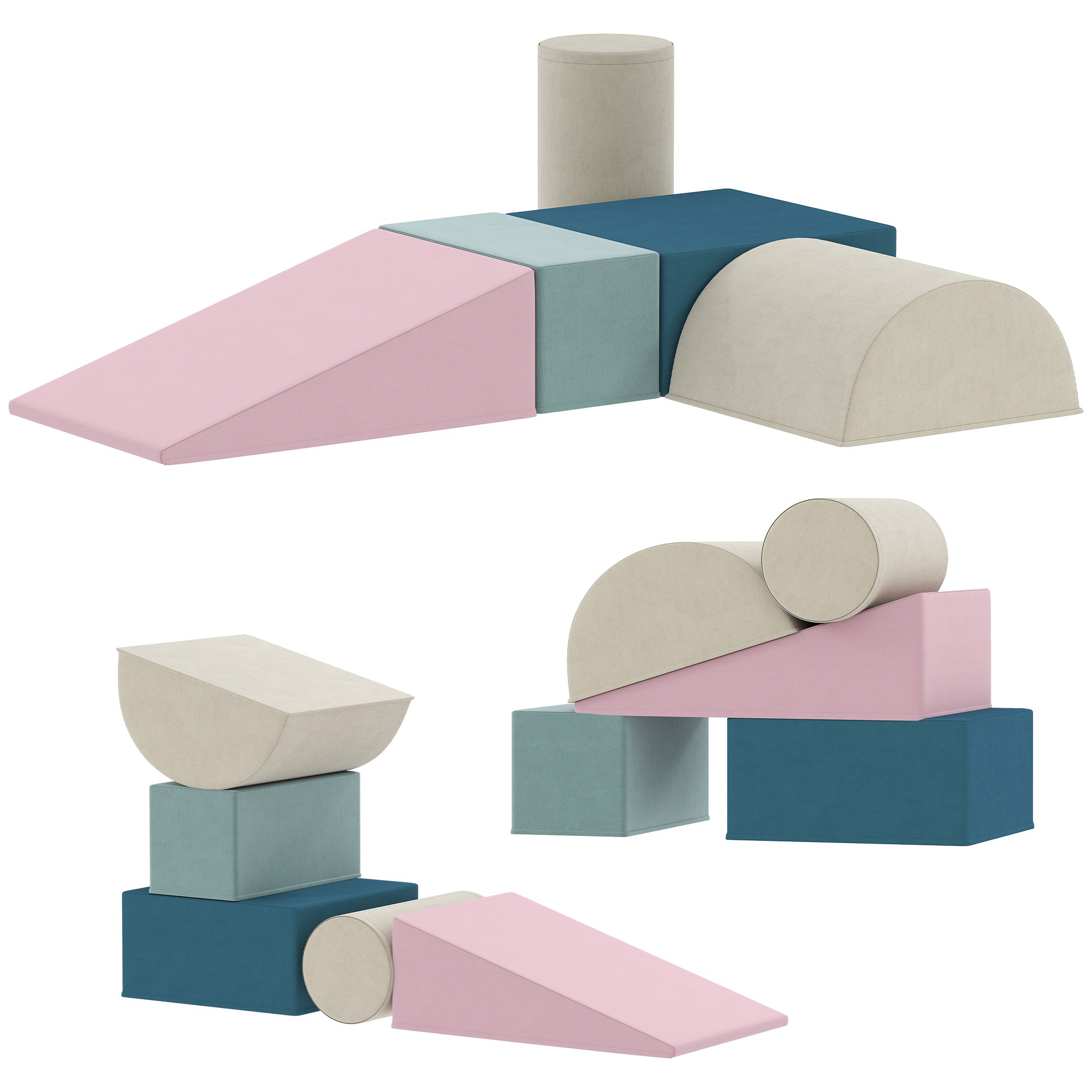 5-Piece Baby Motor Skills Play Course – Soft Foam Modules with Velvet Covers, Non-Slip Educational Blocks, Multicolor