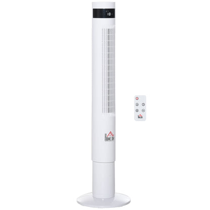 Tower Fan, Stand Fan with 3 Ventilation Speeds, Remote Control, 50W Fan with 12H Timer, LCD Display, 85° Oscillation, for Bedroom, White