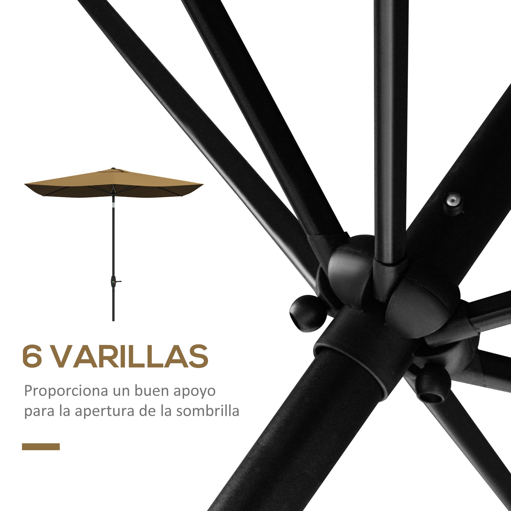 Patio Umbrella 3x2 m Outdoor Terrace Umbrella with Adjustable Angle Aluminum Pole and UV Protection 50+ Umbrella for Garden Patio Brown