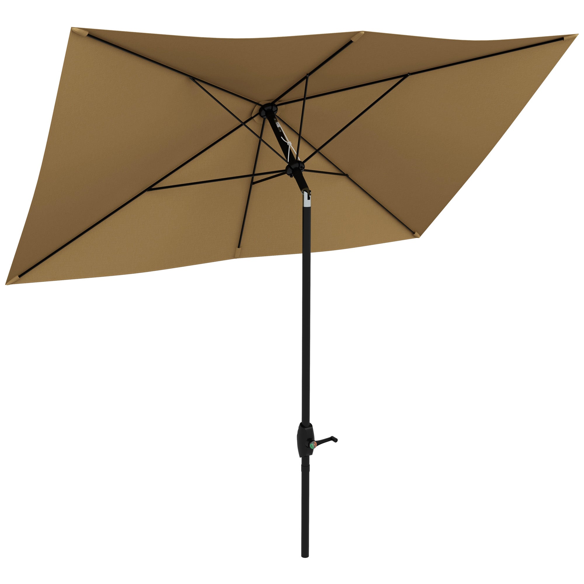 Patio Umbrella 3x2 m Outdoor Terrace Umbrella with Adjustable Angle Aluminum Pole and UV Protection 50+ Umbrella for Garden Patio Brown