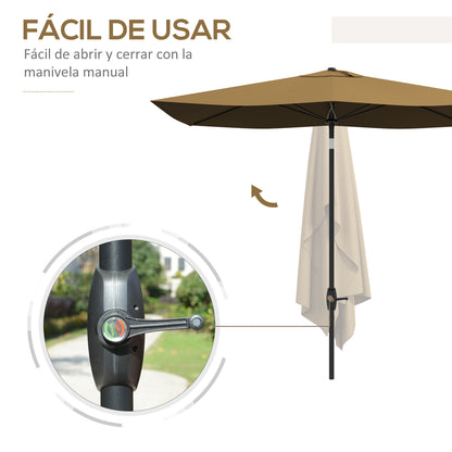 Patio Umbrella 3x2 m Outdoor Terrace Umbrella with Adjustable Angle Aluminum Pole and UV Protection 50+ Umbrella for Garden Patio Brown
