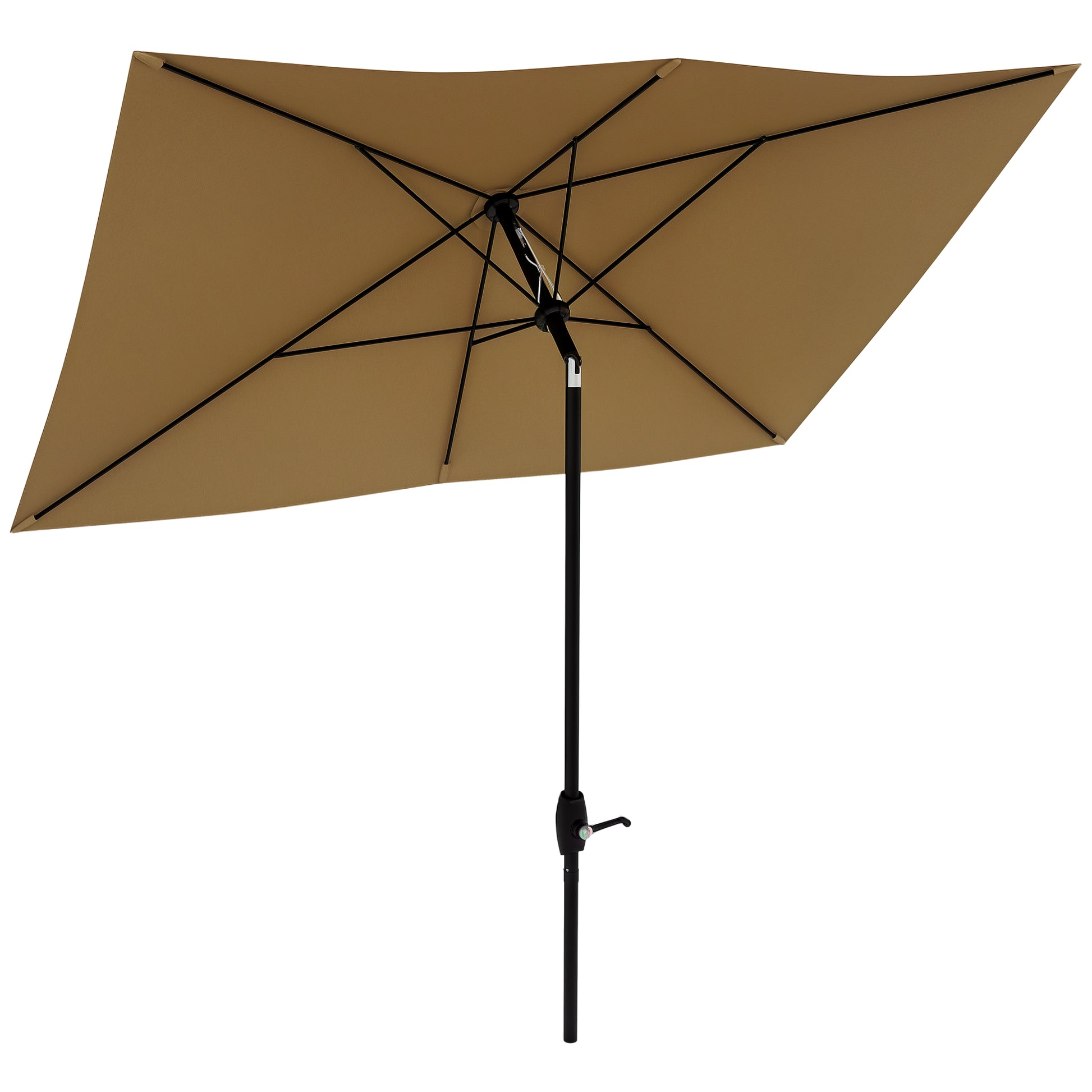 Patio Umbrella 3x2 m Outdoor Terrace Umbrella with Adjustable Angle Aluminum Pole and UV Protection 50+ Umbrella for Garden Patio Brown