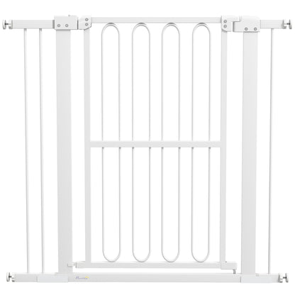 Stair Guard Door Safety Gate Barrier without Drilling 76-104 cm Steel Guard for Dogs, Pets Stairs, Door, White