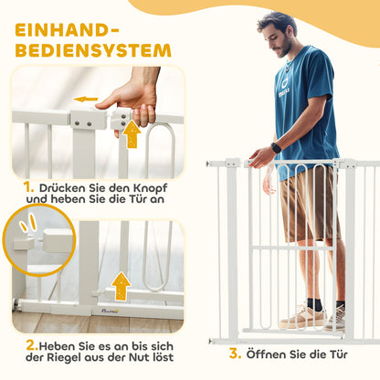 Stair Guard Door Safety Gate Barrier without Drilling 76-104 cm Steel Guard for Dogs, Pets Stairs, Door, White