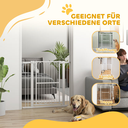Stair Guard Door Safety Gate Barrier without Drilling 76-104 cm Steel Guard for Dogs, Pets Stairs, Door, White