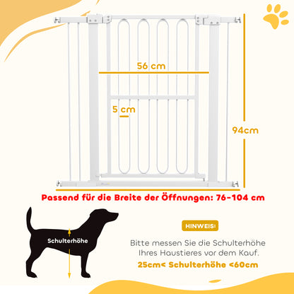 Stair Guard Door Safety Gate Barrier without Drilling 76-104 cm Steel Guard for Dogs, Pets Stairs, Door, White