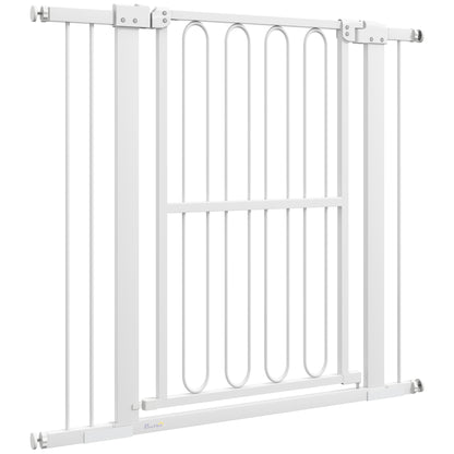 Stair Guard Door Safety Gate Barrier without Drilling 76-104 cm Steel Guard for Dogs, Pets Stairs, Door, White