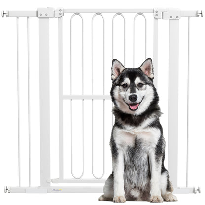 Stair Guard Door Safety Gate Barrier without Drilling 76-104 cm Steel Guard for Dogs, Pets Stairs, Door, White