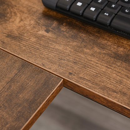 Industrial Style Corner Desk with Side Shelf, Wood and Black Metal, 150x120x75cm