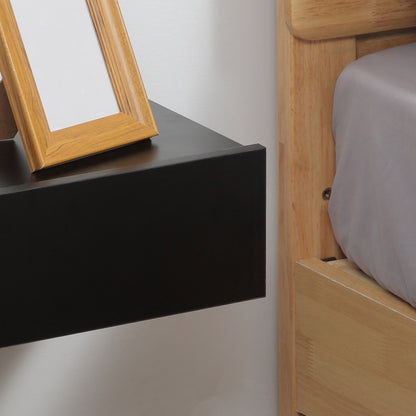 Set of 2 Floating Bedside Tables with 1 Drawer Wall Mounted Design Modern Style for Bedroom 40x30x15 cm Black
