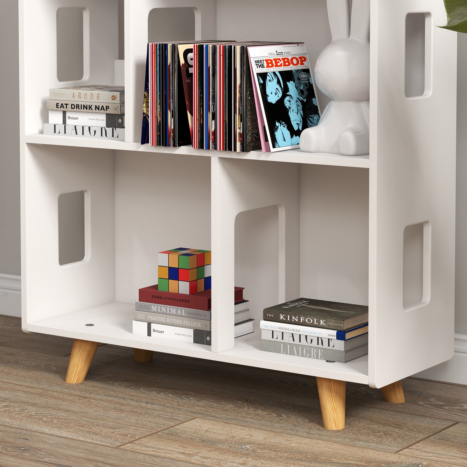 ZONEKIZ Children's Toy Shelf Organizer with 3 Levels and 1 Roof Load 50 kg for Playroom Nursery 65x25x108.5 cm White