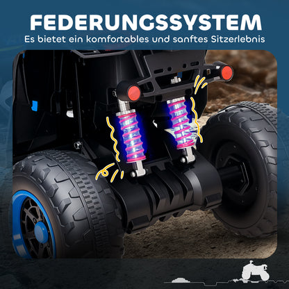 Electric Quad for Kids 12V Electric Children's Quad with 2 Motors, 3-6km/h Children's Quad with Suspension, LED Light, Kids Car with USB, Music for 3-8 Years, Blue