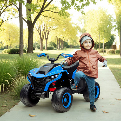 Electric Quad for Kids 12V Electric Children's Quad with 2 Motors, 3-6km/h Children's Quad with Suspension, LED Light, Kids Car with USB, Music for 3-8 Years, Blue