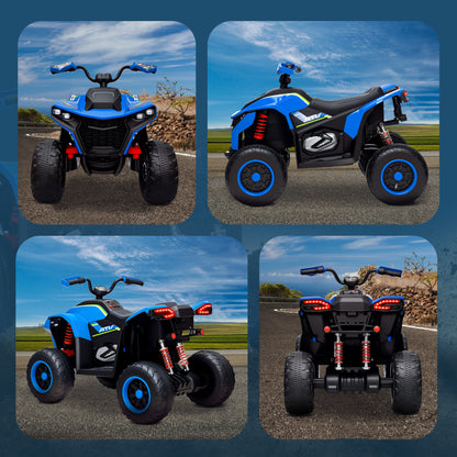 Electric Quad for Kids 12V Electric Children's Quad with 2 Motors, 3-6km/h Children's Quad with Suspension, LED Light, Kids Car with USB, Music for 3-8 Years, Blue