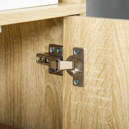 Bookshelf with 4 Open Compartments and 2 Doors for Living Room Study Office Load 80 kg 59x29x180 cm Natural