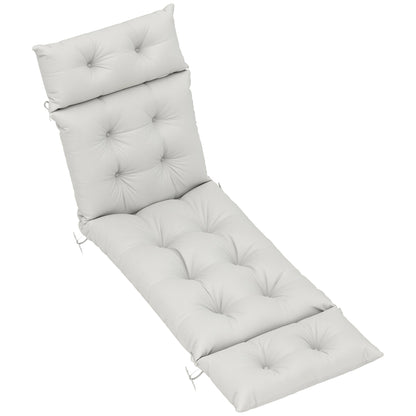 Thick Sun Lounger Cushion, Lounger Cushion 190 x 56 x 10 cm, UPF20+, Lounger Mattress with Six Fastenings, for Garden, Patio, Balcony, Light Gray