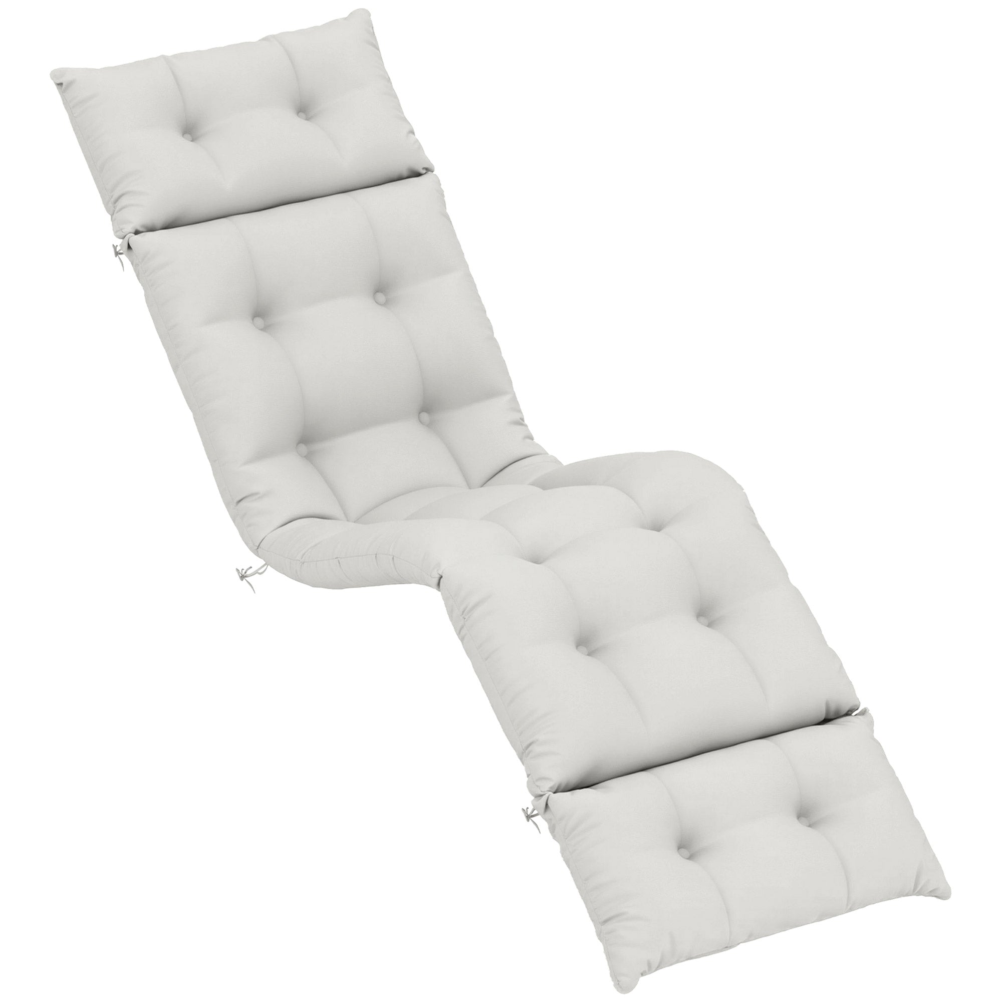 Thick Sun Lounger Cushion, Lounger Cushion 190 x 56 x 10 cm, UPF20+, Lounger Mattress with Six Fastenings, for Garden, Patio, Balcony, Light Gray