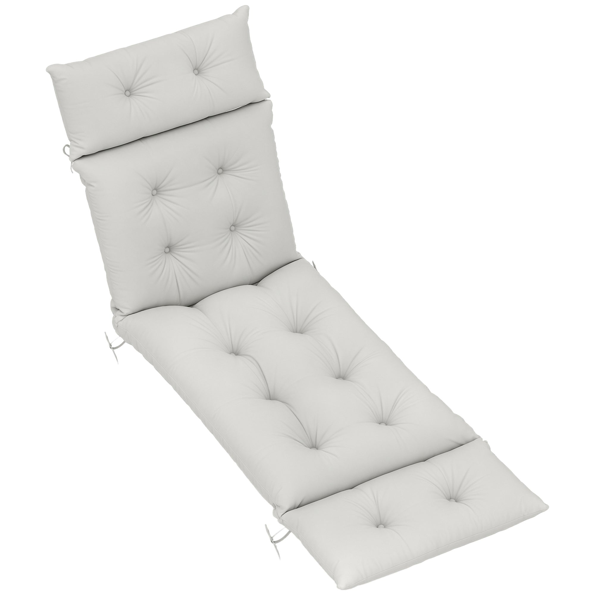 Thick Sun Lounger Cushion, Lounger Cushion 190 x 56 x 10 cm, UPF20+, Lounger Mattress with Six Fastenings, for Garden, Patio, Balcony, Light Gray