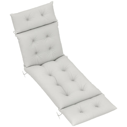 Thick Sun Lounger Cushion, Lounger Cushion 190 x 56 x 10 cm, UPF20+, Lounger Mattress with Six Fastenings, for Garden, Patio, Balcony, Light Gray