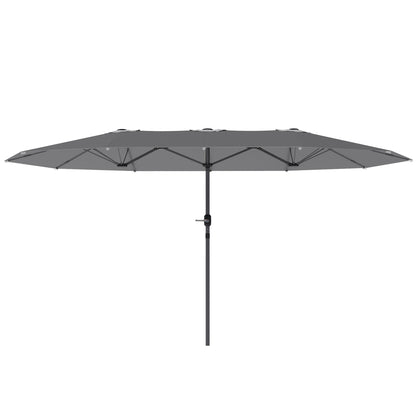 Double-Sided Sunshade 436 x 260 cm, UV Protection Steel Sunshade with Hand Crank, Oval Balcony Sunshade Beach Sunshade Windproof Stable Market Sunshade Crank Sunshade for Beach Balcony Garden, Dark Grey