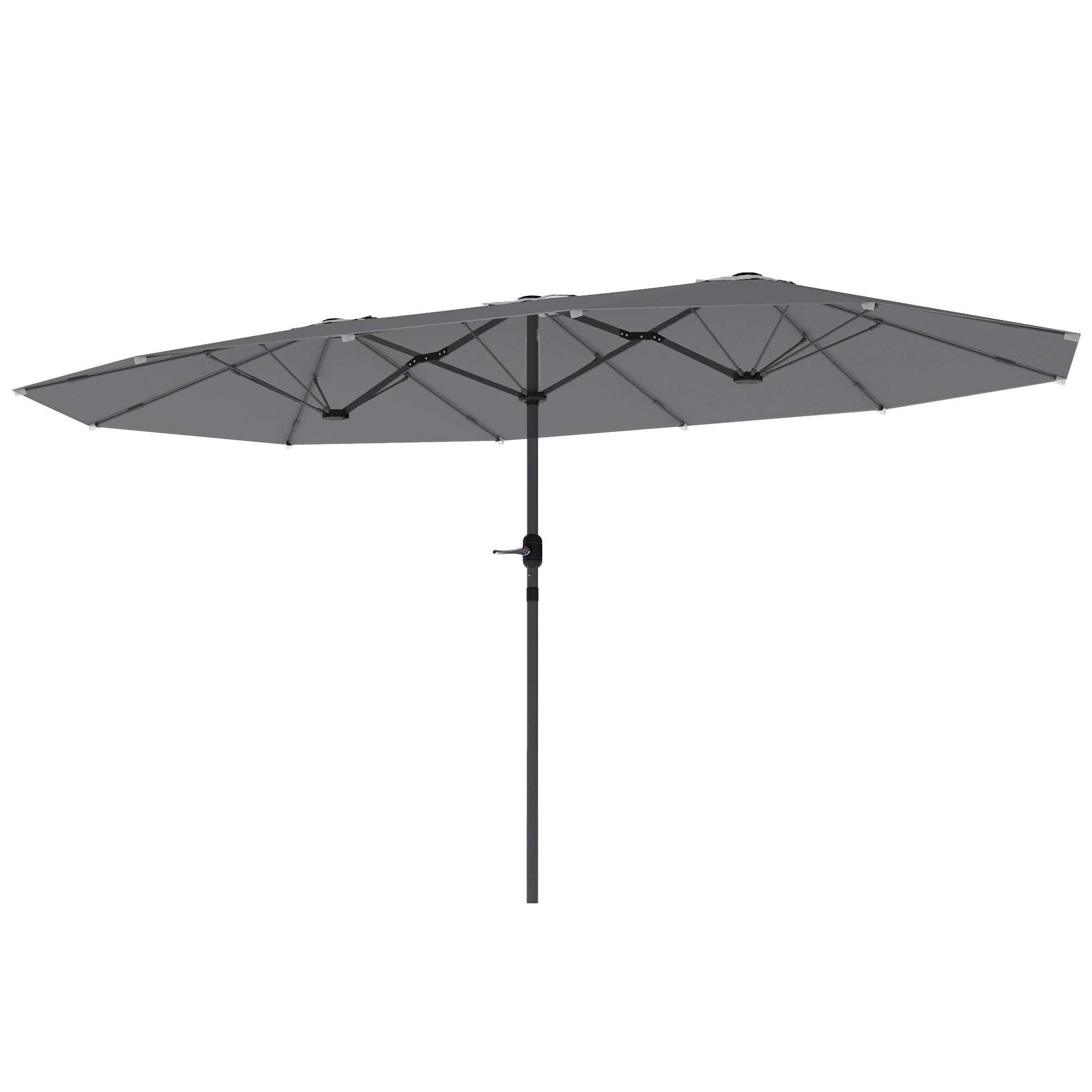 Double-Sided Sunshade 436 x 260 cm, UV Protection Steel Sunshade with Hand Crank, Oval Balcony Sunshade Beach Sunshade Windproof Stable Market Sunshade Crank Sunshade for Beach Balcony Garden, Dark Grey