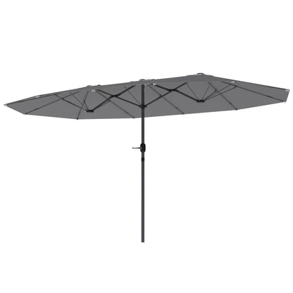 Double-Sided Sunshade 436 x 260 cm, UV Protection Steel Sunshade with Hand Crank, Oval Balcony Sunshade Beach Sunshade Windproof Stable Market Sunshade Crank Sunshade for Beach Balcony Garden, Dark Grey