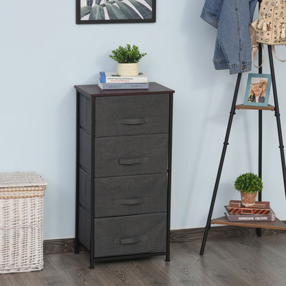Fabric Chest of Drawers Storage Unit 4 Drawers Chiffonier dim. 45L x 30W x 92H cm Gray Metal Frame