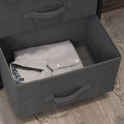 Fabric Chest of Drawers Storage Unit 4 Drawers Chiffonier dim. 45L x 30W x 92H cm Gray Metal Frame