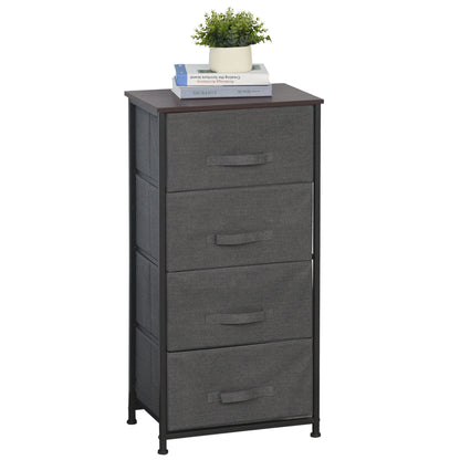 Fabric Chest of Drawers Storage Unit 4 Drawers Chiffonier dim. 45L x 30W x 92H cm Gray Metal Frame