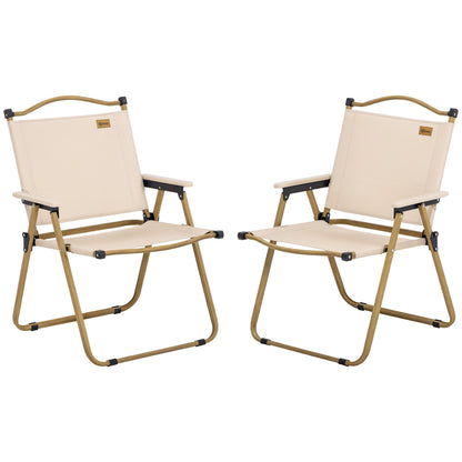 Camping Chair 2-Pack foldable garden chair with steel frame, wood look, folding chair for pool, beach, Oxford, Khaki
