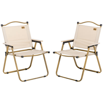 Camping Chair 2-Pack foldable garden chair with steel frame, wood look, folding chair for pool, beach, Oxford, Khaki