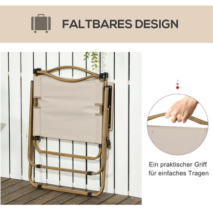 Camping Chair 2-Pack foldable garden chair with steel frame, wood look, folding chair for pool, beach, Oxford, Khaki