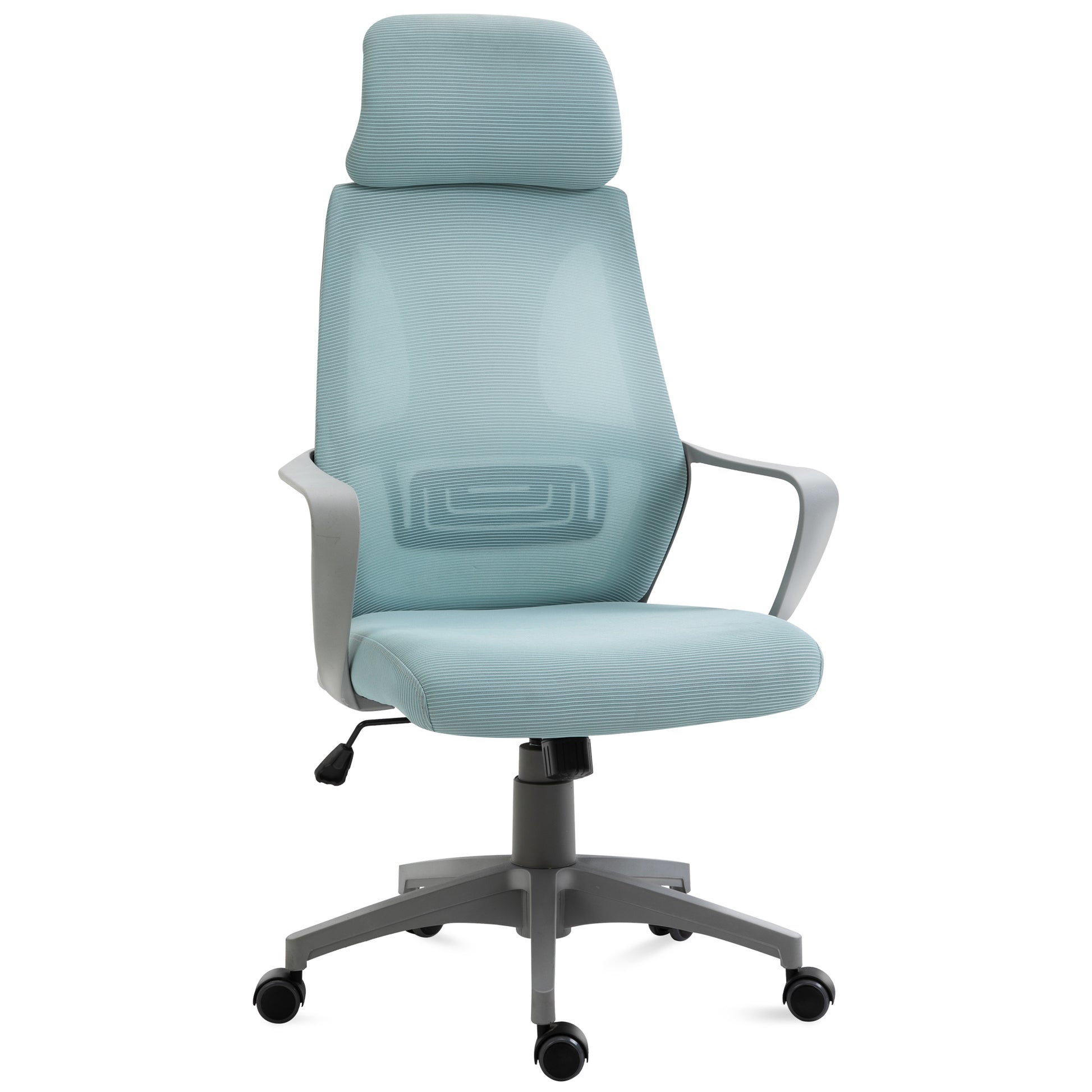Office Chair Desk Chair Adjustable with Backrest Armrests Headrest Wheels and Rocking Function Load 120 kg 64x55x116-126 cm Blue