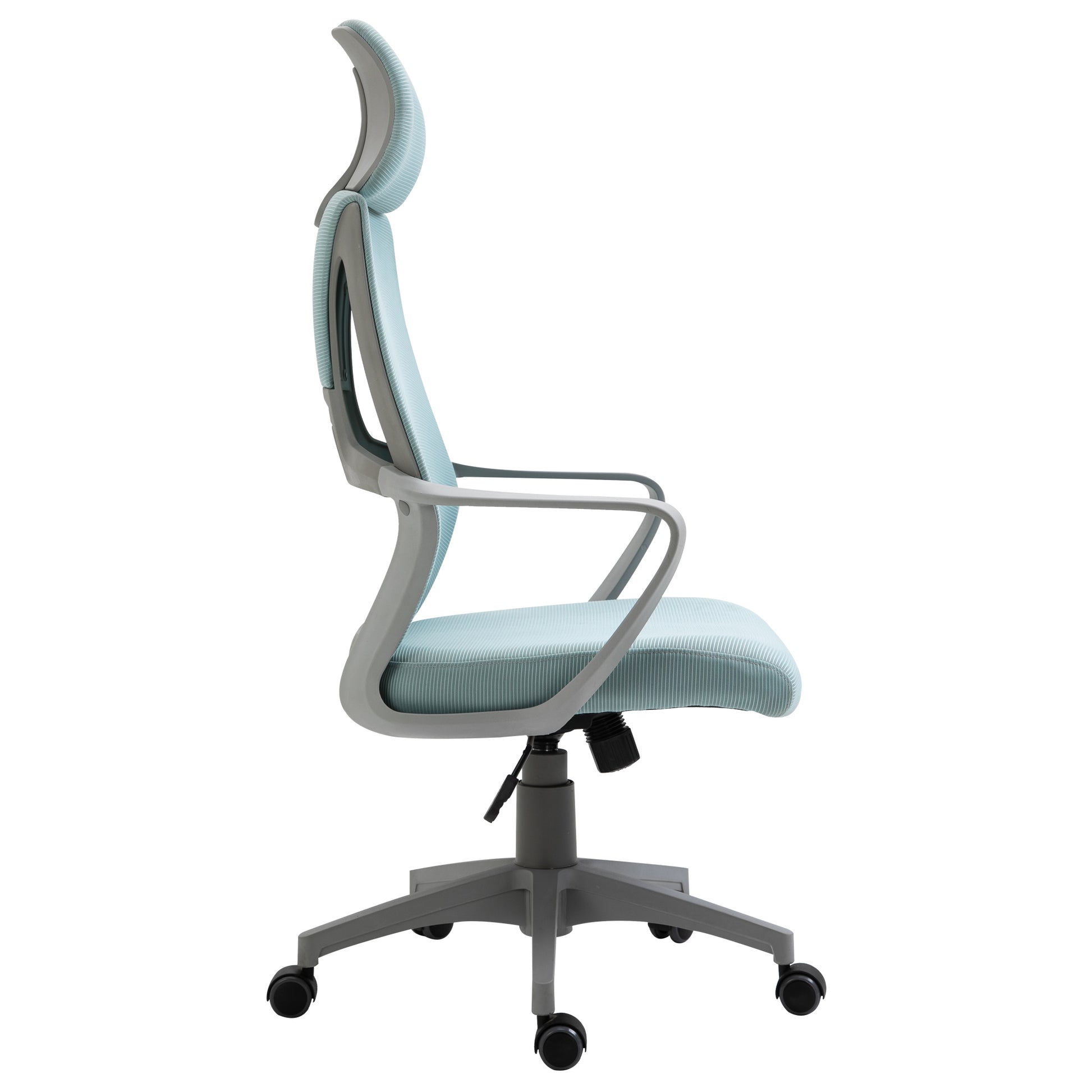 Office Chair Desk Chair Adjustable with Backrest Armrests Headrest Wheels and Rocking Function Load 120 kg 64x55x116-126 cm Blue