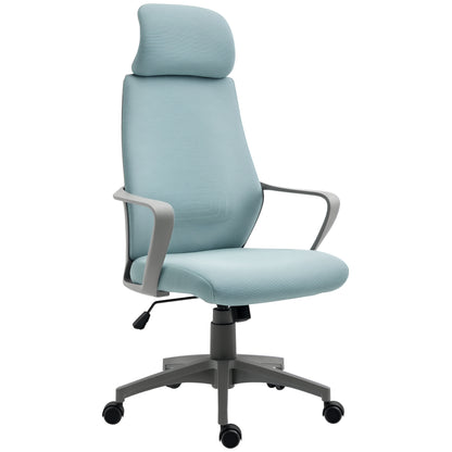 Office Chair Desk Chair Adjustable with Backrest Armrests Headrest Wheels and Rocking Function Load 120 kg 64x55x116-126 cm Blue