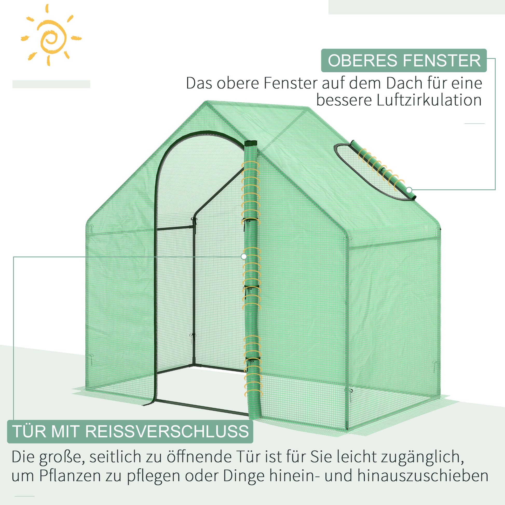 Greenhouse with Window, Roll-Up Door, Winterproof Steel Frame Greenhouse, Greenhouse for Balcony, Garden, Tomato House 180 x 100 x 168 cm, Tomato Greenhouse for Tomatoes, Vegetables, Dark Green