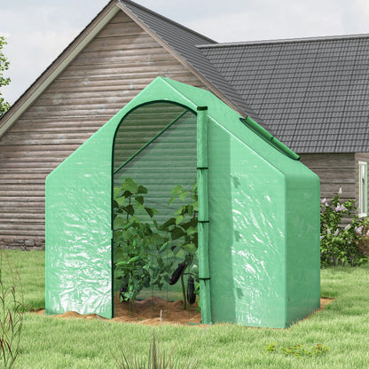 Greenhouse with Window, Roll-Up Door, Winterproof Steel Frame Greenhouse, Greenhouse for Balcony, Garden, Tomato House 180 x 100 x 168 cm, Tomato Greenhouse for Tomatoes, Vegetables, Dark Green