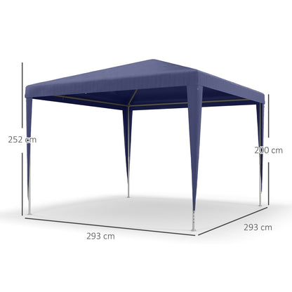 Foldable 3x3m Garden Gazebo Pavilion Canopy with 4 Drainage Holes and Anti-UV Steel Frame for Terrace Patio Outdoor Camping Blue